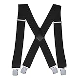 Zclro Hosenträger für Herren, 5 cm Hosenträger mit Sehr Starken 4 Metall Clips Hosenträger Einstellbar und Elastisch Einheitsgröße für Männer und Damen - Schwarz