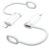 USB C auf Lightning Adapter, Für Schnelles Laden und Datenübertragung mit Anti Verlust Seil für iPhone 14 13 12 11, Nicht für OTG/Audio, 2 Stück Weiß