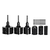 Betonbohrer Set 6 Größen 30mm 40mm 50mm 68mm 82mm 100mm für Bohrhammer Ziegelbohrer mit Verbindungsstange Positionierbohrer für Bauarbeiten und Renovierungen