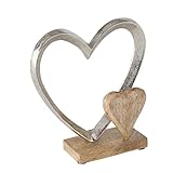 BOLTZE Dekoaufsteller Carolyn Aluminium Silber 22x18 cm, Tischdeko, Geschenk, Holz