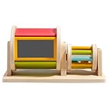 Drehtrommel aus Holz für Kinder – tragbares Regenbogentrommelspielzeug, rollende Stoffballtrommel | langlebiges Lernspielzeug, musikalisches Drehspiel zur Förderung der motorischen Fähigkeiten Babys