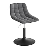 WOLTU Schminktisch Stuhl Hocker für Schminktisch, Schlafzimmer & Esszimmer - Höhenverstellbar, 360° Drehbar mit Rückenlehne, aus Bequemer Samt, Dunkelgrau