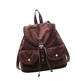 NUEAYMS Leder-Rucksack mit Kordelzug und mehreren Taschen, Schulrucksack, lässiger Tagesrucksack für organisierte Aufbewahrung, praktischer Reiserucksack, braun