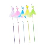 Kisangel 5st Katzen-Teaser Glocke Katzenspielzeug, Interaktives Neckisch Kätzchen Kätzchen-Teaser-Stick Frühlingshaftes Katzenspielzeug Zauberstab Stahldraht