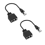 Fangxuee RJ45 Splitter Adapter LAN Ethernet Extender 1 Stecker auf 2 Buchsen Kabel für Ethernet Cat5 Cat5e Cat6 Cat7 (2er Pack)