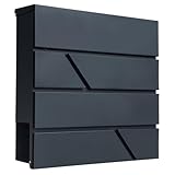 Severno Oslo Briefkasten aus Metall – Anthrazit, Abschließbar, Wetterfest, Wandmontage, Mit Zeitungsfach