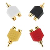 4 x Cinch-Y-Splitter-Stecker-Adapter, RCA 1 Stecker auf 2 Buchsen, Audio-Lautsprecher, 2 Buchse auf 1 Stecker, Y-Adapter-Splitterkabel für Audio, Video, AV, TV-Kabel-Konvertierung