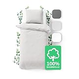 JACOBSON Bettwäsche 135x200 Set - 100% Baumwolle Bettbezug 135x200 cm + 1 Kissenbezug 80x80 cm, Perkal Bettwäsche 2-teilig mit Reißverschluss (135x200cm, Hellgrau, 2-teilig)