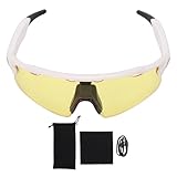 Gugxiom Intelligente Sport-Sonnenbrille, Bluetooth-Fahrradbrille mit Polarisierten Gläsern, Open-Ear-Musiklautsprecher, Integriertes Mikrofon, Sprachassistent, für Laufen und (White)