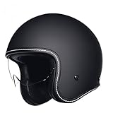 Offener Motorradhelm Sturzhelm Mit Visier Cruiser-Scooter-Moped-Fahrradhelm 3/4-Helm Für Den Stadtverkehr Unisex B,M(57-58CM)
