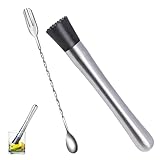 Edelstahl Stößel für Cocktail Cocktail-Stößel und Barlöffel aus Edelstahl Professionelles Barzubehör für Mojitos und Andere Fruchtgetränke