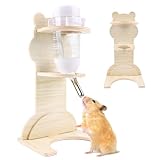 Hamster Trinkflasche mit Ständer, Holz Meerschweinchen Wasserspender Ständer Hamster Nippeltränke, 75 ml Nagertränke, Hamster Zubehör