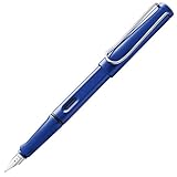 Lamy safari blue Füller - Füllhalter mit ergonomischem Griff & polierter Stahlfeder in Strichbreite M – robuster ASA-Kunststoff - inkl. Tintenpatrone T 10 blau - Rechtshänder