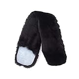 Merauno® Echt Lammfell Gurtschoner Bauchgurtschoner für Westerngurt Dressurgurt Rundum echtes Fell für Ihren Sattelgurt echte Lammwolle (Schwarz, 60 * 12cm(L*B))