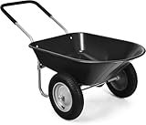 FANTASK Schubkarre 100 kg Tragkraft, Garten Karre Metallrahmen mit 2 Rädern, Bauschubkarre Gartenschubkarre, Transportkarre für Garten, Gartenkarre Schiebkarre mit Gummigriff