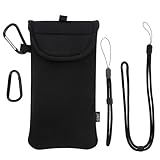 DOB SECHS Handyhülle Tasche Universal Pouch Handysocke, Neopren Handytasche Stoff für Smartphones 6,9 Zoll, Handy Tasche 17,7 x 9,5 cm Innenmaße, für iPhone 16 Pro Max, Schwarz