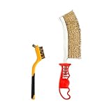 2 Stück Drahtbürsten Set, Handdrahtbürste Set, Messingbürsten Metallbürsten Set zum Reinigen von Rostentfernung, Farbe und Schweißschlacke Werkzeuge(1 große + 1 kleine)