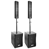 Vonyx VX1200 - PA Anlage Komplettset, PA Anlage Aktiv mit Bluetooth, Anlage mit Subwoofer Komplettset, 1500 Watt DJ Boxen, PA Lautsprecher Beschallungsanlage, 2X Top-Speaker, 2X Subwoofer mit Stativ