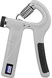 Gymtek® Fingerhantel mit Zählfunktion, Handtrainer, Grifftrainer, Handmuskeltrainer, Unterarmtrainer - Wiederstand 10-100 kg - Trainingsgerät Home Gym (Grau)