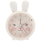 Amosfun Kaninchen-wecker Hasen-wecker Aufwachen Maschinenbaby Schlafzimmer Wecker Alarm Hasenlicht Runde Stille Uhren Uhrwerke Batteriebetrieben Schläfer Kinderwecker Hasen- Weiß Glas