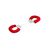 EIS Metall Handschellen mit Schlüssel, Bondage Fesseln Handschellen mit rosa Plüsch, Handcuffs zum Fesseln Sexspielzeug für Paare, Farbe:Rot