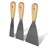 HELPMATE Malerspachtelsatz 3-teilig 30/50/80 mm – Holzgriff & flexibles Stahlblatt – Zum Verspachteln & Glätten von Oberflächen – Universalspachtel für Malerarbeiten