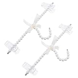 PAMINGONO 2 Stück Mehrzweck Hosenbügel mit Künstlichen Perlen und Schleife Platzsparend Leicht Weiß Kreativer Perlenkleiderbügel für Heimgebrauch und Geschenk