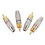 Toddmomy 4 Stück Teiliges Vergoldete Video Audio Stecker Schraubverbinder Lötfrei Männlicher Lautsprecher Cinch Adapter für Audio Kabel und Profi Audioverbindung