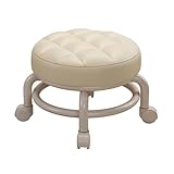 Niedriger Rollhocker, 360° drehbar, Flexible PU-Sitze mit Rollen, Rollhocker, Stuhl, bewegliche Rollen, Tritthocker für Zuhause, Babyzimmer, Büro, Fitness, Geschäft, Garage