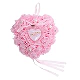 Toyvian Romantisches herzförmiges Ringkissen mit Rosenmotiv Sicherer Eheringhalter Dekoratives Ringkissen für Hochzeit Verlobung und Trauzeugen Elegantes Ringträgerkissen in Rosa