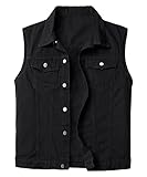 KTWOLEN Herren Denim Weste Vintage Jeans Weste Outdoor Biker Weste Freizeit Ärmellose Jacke Motorradweste Truckerweste Jeansweste für Männer, Schwarz, XXL