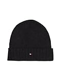 Tommy Hilfiger TH Flag PIMA Cotton Beanie Beanie-Mütze Herren, Grau (Charcoal Gray), OS