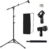 Lemxadd Mikrofonständer Boden Mikrofonstativ für Blue Yeti Samson Q2U Fifine K6 mit Schwenk Arm, Tragetasche, 3/8' auf 5/8' Adapter, 2 Mikrofonklammern und Kabelbinder