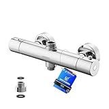GRIFEMA G17005 Berlin - Thermostat für Duschsystem, Duscharmatur Ersatzteile, Verbrühschutz, Chrom, Silber [Exklusiv bei Amazon]