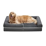 Feandrea Orthopädisches Hundebett, Hundekissen, Hundekorb, weiche Polsterung, Hundesofa, erhöhte Ränder, Bezug abnehmbar und waschbar, 106 x 76 x 18 cm, rutschfeste Unterseite, dunkelgrau PGW077G01V1