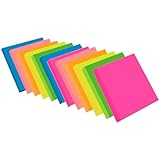 ZCZN Haftnotizen Klebezettel 12 Blöcke x 100 Blatt, Sticky Notes 76 x 76 mm in 6 Neonfarben (Blau, Neongrün, Neongelb, Orange, Hellorange, Magenta)