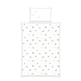 Herding babybest Bettwäsche Little Ocean, Kopfkissenbezug ca. 40 x 60 cm, Bettbezug ca. 100 x 135 cm, Mit Knopfleiste und Hoteleinschlag, 100% Baumwolle, Flanell, Weiß/Hellblau