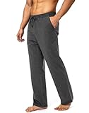 EUHOM Jogginghose Herren Baumwolle Trainingshose Lang Sweathose Atmungsaktiv Freizeithose Sporthose Yogahose Leichte Fitness Hose mit Taschen (Dunkelgrau, L)