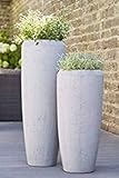 Moderne & Hochwertige Pflanzvase/Pflanzkübel – Fiberglas - Mit Einsatz – Indoor & Outdoor – Wetterbeständig & Frostsicher – Blumenkübel/Pflanzgefäß/Vase/Kübel (Höhe: 120cm, Zement)