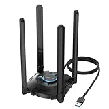 AX5400 USB WLAN Stick für PC, WAVLINK WiFi 6E USB WLAN Adapter PC, 2402Mbit/s 6GHz + 2402Mbit/s 5GHz + 573Mbit/s 2.4GHz, WPA3-Verschlüsselung, eingebauter Treiber, Schwarz, NUR für Windows 10/11