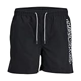 JACK & JONES Jungen Jpstfiji Jjswim Double Logo Ly Sn Jnr Badehose, Schwarz, 176 EU
