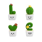 Mini Kaktus Figuren, 4 Stück Winzige Kaktus Miniatur, Miniatur Ornament Kaktus, Klein Künstliche Kaktus Dekoration, Cactus Plant Miniature, Künstlich Kaktus Auto Innenraum Deko für Auto Büro Tisch