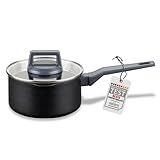 Fackelmann Kochtopf 16cm mit Stiel Statement – Topf mit keramischer Beschichtung – Recyceltes Aluminium, Antihaft-Beschichtung, hitzebeständig – Inkl. Glasdeckel – Für alle Herdarten inkl. Induktion