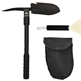 BURI Klappspaten 6in1 inkl Tasche Spaten Rosfrei Faltbare Schaufel - Multifunktion Hacke Säge Campingspaten für Unterwegs Outdoor