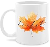 Tasse Tassen 325ml - Halloween - Herbstliches Blatt mit Herbst Schriftzug - 325 ml - Weiß - halloween-tasse haloween outfits mug hellowee grusel gruselig helloween gruselige gruseliges happy