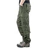 Herren-Cargohose für kaltes Wetter, Cargohose für draußen, mehrere Taschen, Freizeithose, Outdoor-Kleidung, Übergröße, lockeres gerades Bein, 8 Taschen, Canvas-Hose für Herren, grün, 44