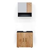 Vicco Badmöbel-Set Irma, Anthrazit/Eiche, 2 Teile, Unterschrank 60 cm