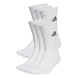 adidas Unisex Cushioned Sportswear Crew Socks 6 Pairs, White / Black, 43-45