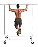 HOKEEPER 113kg Tragfähigkeit Kommerzielle Grade Kleidung Kleiderständer Heavy Duty Sing Rail Einstellbare zusammenklappbare Rolling Kleiderständer auf Rädern,Chrom Finish