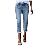 Beichwtd Jeans Damen 3/4 Länge, Caprihose Sommer, Stretch Skinny Jeanshose High Waist Dreiviertel Hose Leicht Sommerjeans Geschnittene Bequeme Denim Hose Kurze Mit Taschen